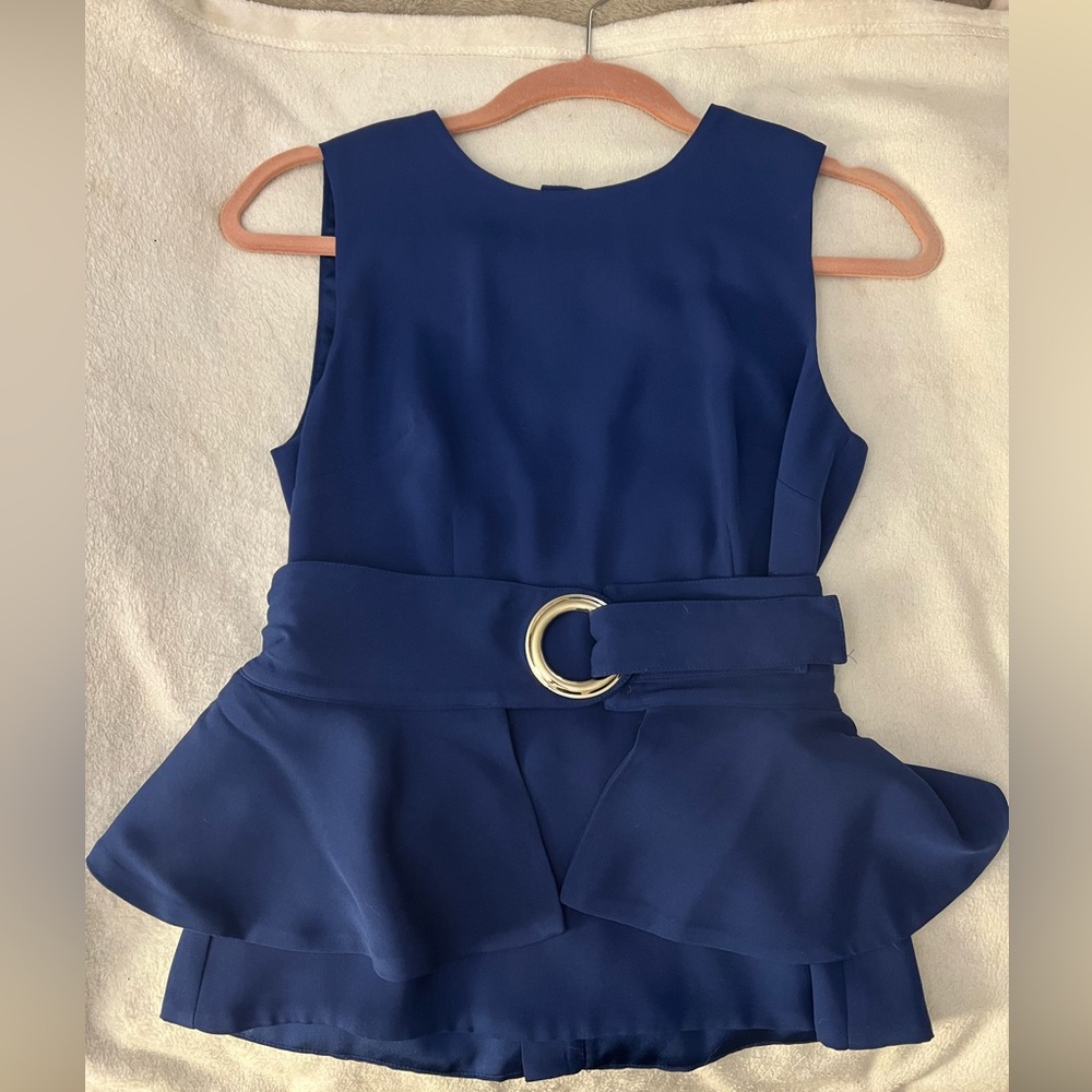 NWOT Marciano Blue peplum top
